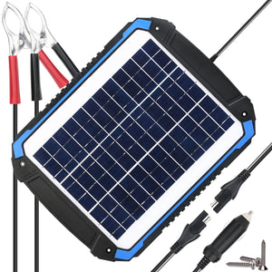 SUNER POWER Cargador y mantenedor de batería solar de coche de 12 V,  cargador solar impermeable de 6 W, cargador solar portátil, kit de panel  solar de